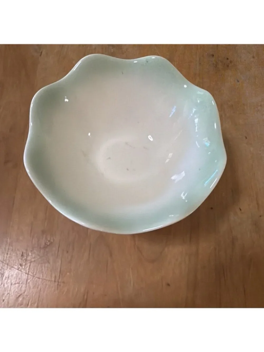 Tachikichi Vintage Pedestal Desert Candy Dish Ice Cream Bowl Scalloped Green